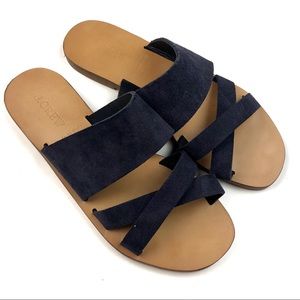J. Crew Navy Suede Sandals 6